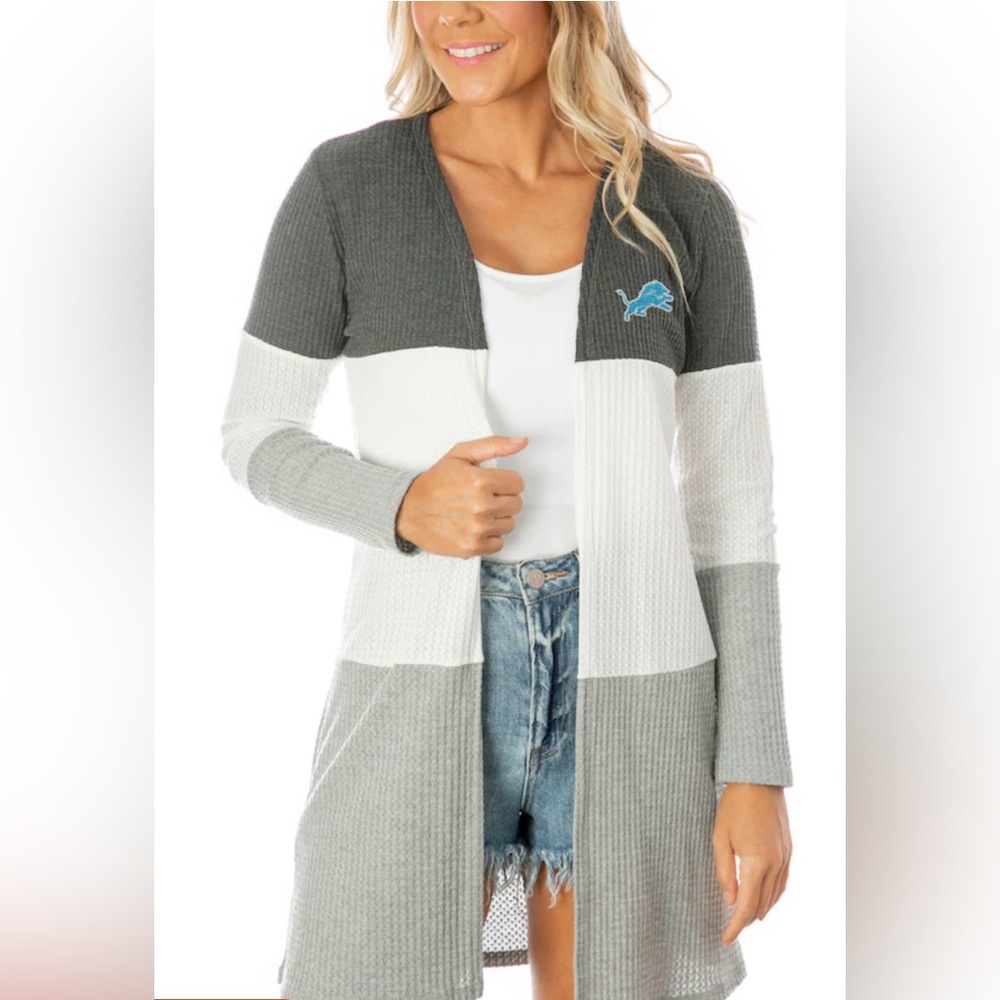 Detroit Lions Tri-Color Block Lightweight Open Cardigan